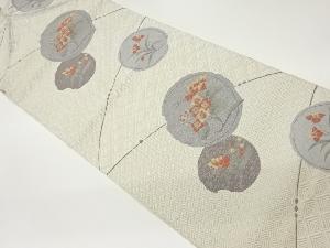 丸文に草花模様織出し名古屋帯